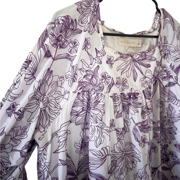 Happy X Nature Poplin Cottagecore Purple Floral Dress - Picture 5 of 8
